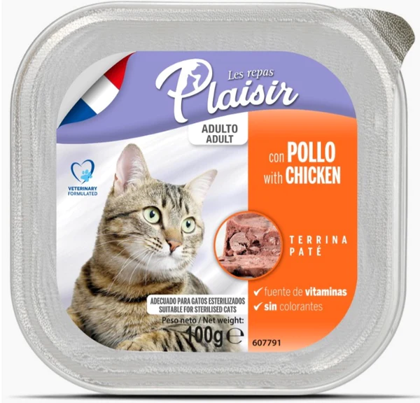 Plaisir-Pate-Gato-Pollo-Nutrición-animal-alimento-húmedo-para-gato-en-pate