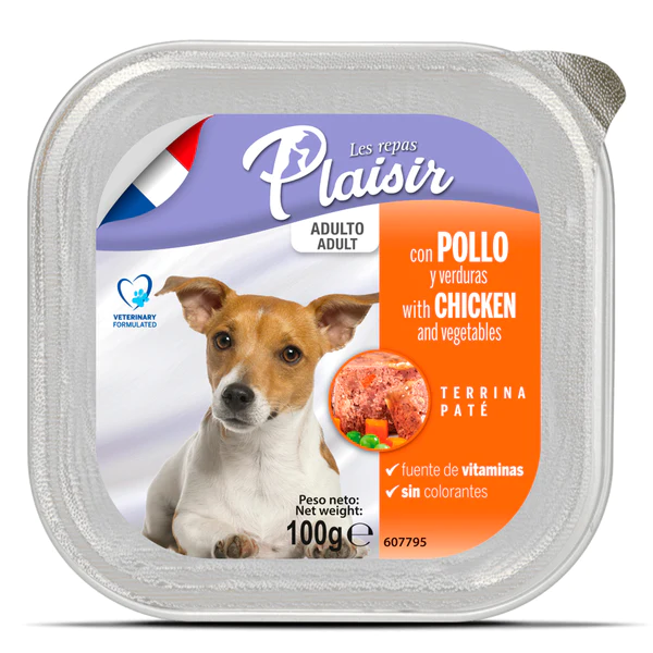 Plasir-Pollo-y-verduras-Perro-Nutrición-animal-alimento-húmedo-para-perro