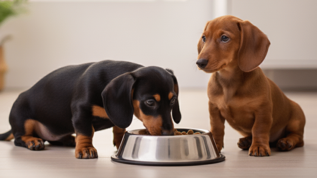 “Cachorros en etapa de destete comiendo alimento balanceado Pro Plan Puppy para un crecimiento saludable.”