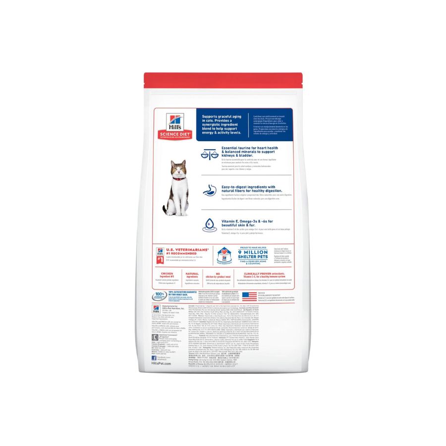 Alimento para gatos Adultos de 7+ interiores Hill's 3.1Kg