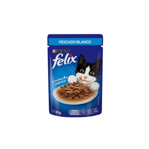 Felix gato adulto pescado blanco sobre 85g