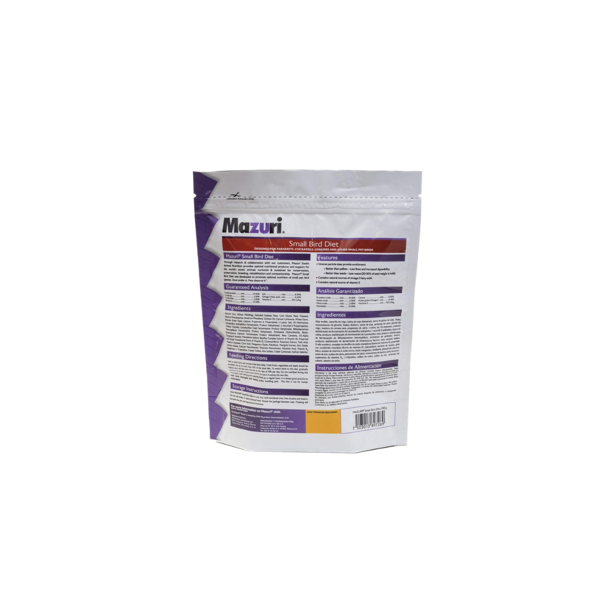 Mazuri alimento para Aves Pequeñas 350g