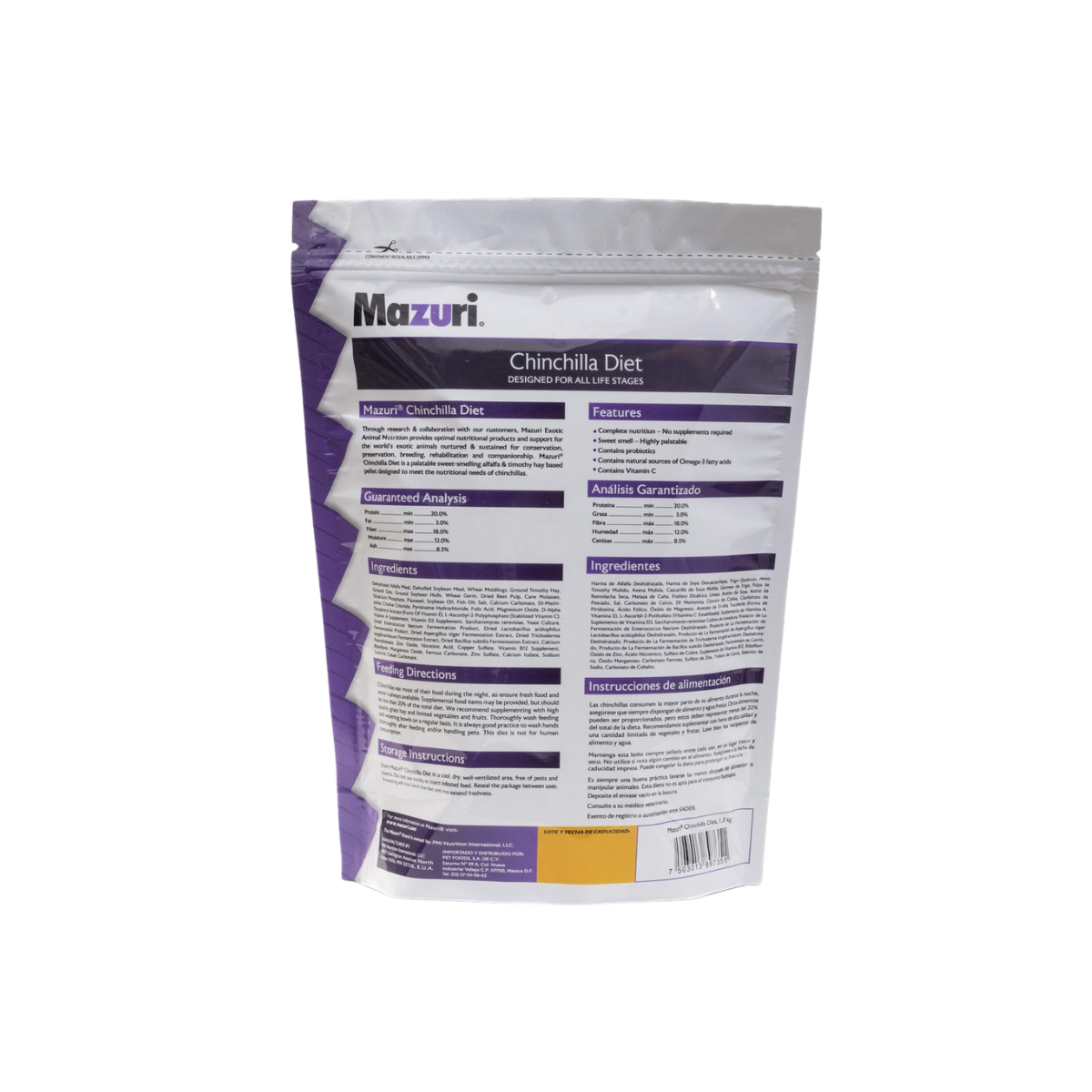 Mazuri alimento para Chinchillas 1.3 kg