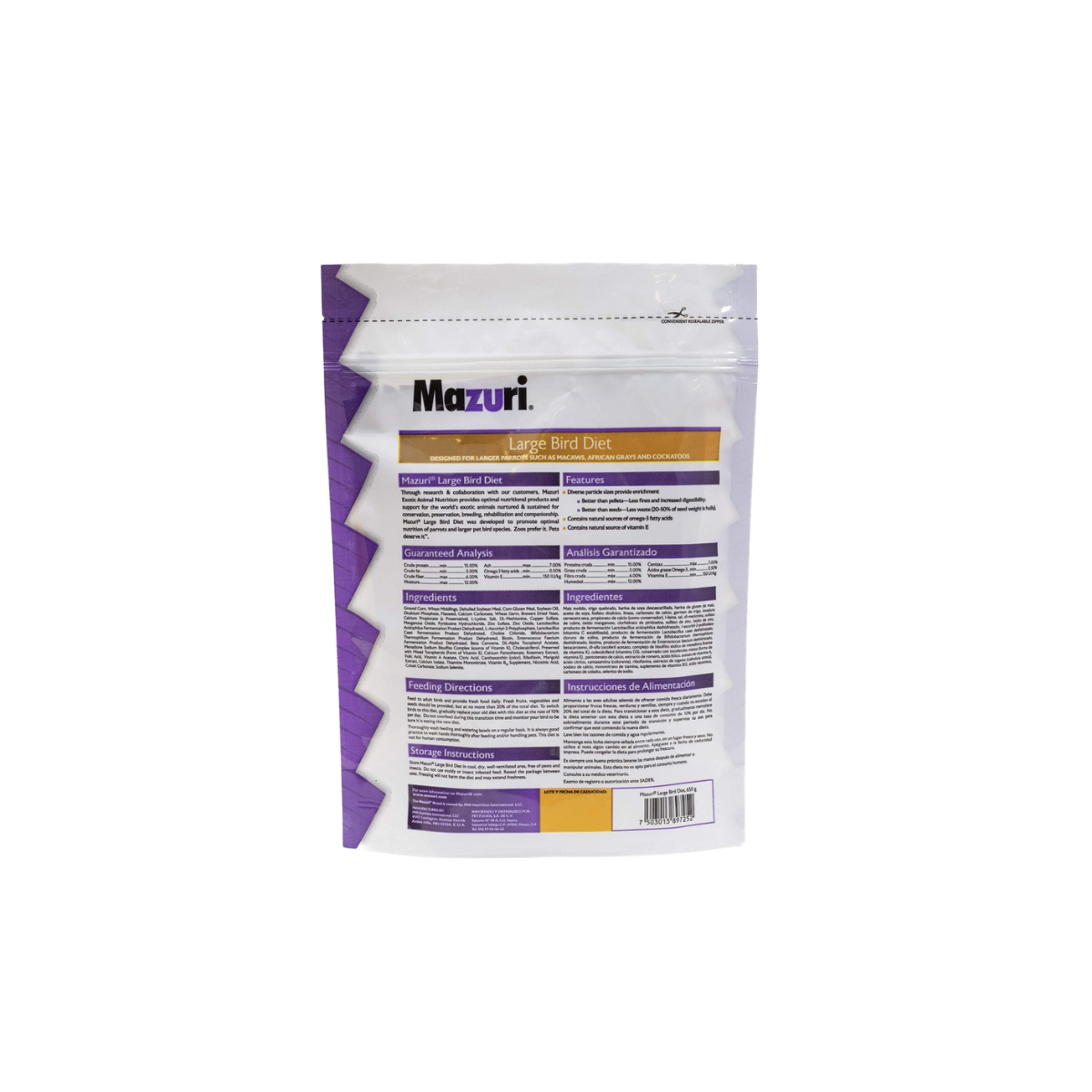 Mazuri alimento para Guacamayas y Loros 650g