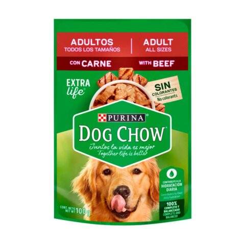 - Dog Chow adulto todos los tamaños carne sobre 100g