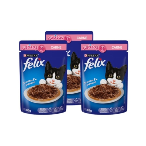 Combo 12 sobres Felix gatito carne y salsa