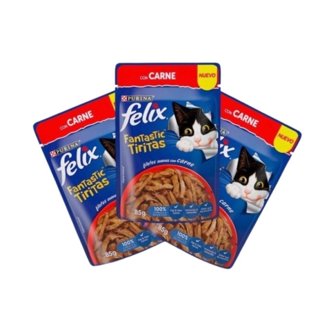 Combo 12 sobres Felix Fantastic tiritas Carne