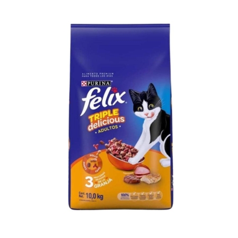 Felix Triple Delicious gato adulto Granja 10kg