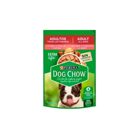 Dog Chow sobre mix de pollo y carne adulto todas las razas 100g