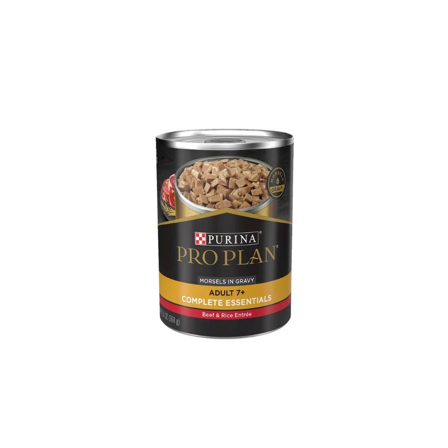 Pro Plan perro adulto 7+ Carne y Arroz lata 368g