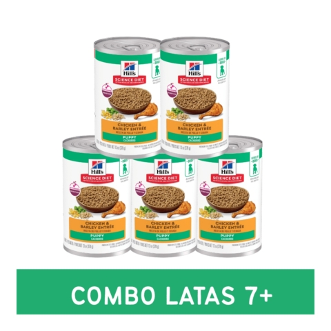 Combo Hill’s lata Cachorro pollo y cebada 5 piezas 370g c/u